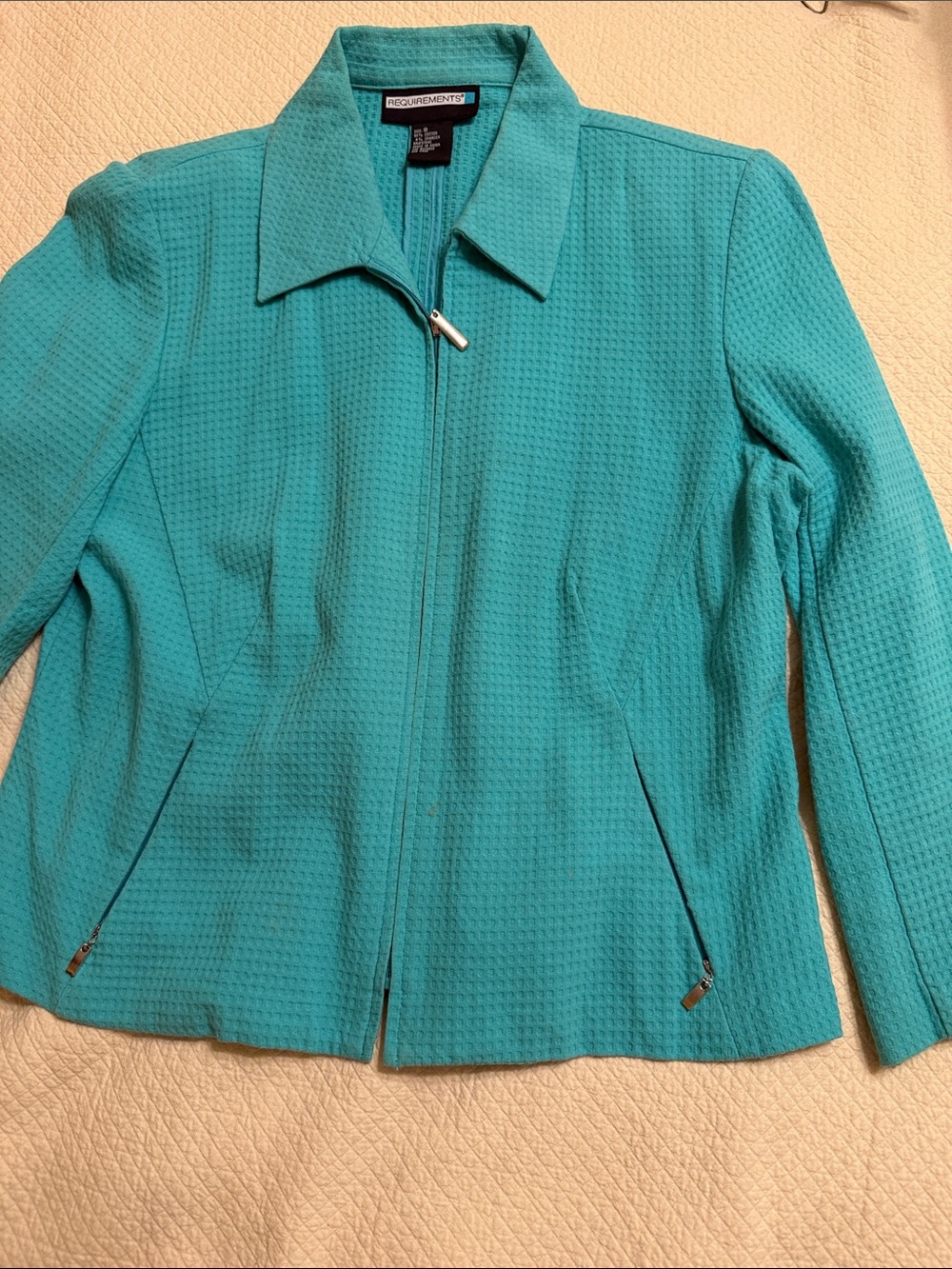 Requirements Teal Zip-Front Women's Blazer Jacket